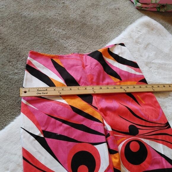 Evelyn Abstract Funky Fun NWOT Pants Size 8 Pink Retro White Black Zipper Side - Picture 3 of 12